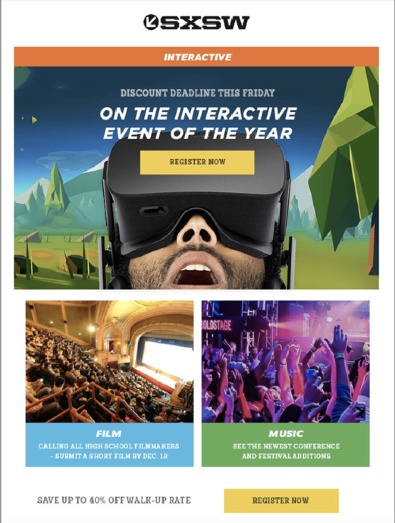 Newsletter Beispiel SXSW